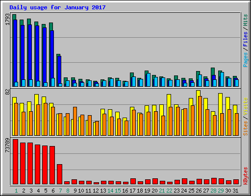 Daily usage for January 2017