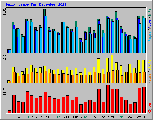 Daily usage for December 2021