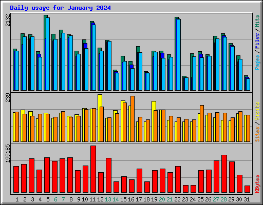 Daily usage for January 2024