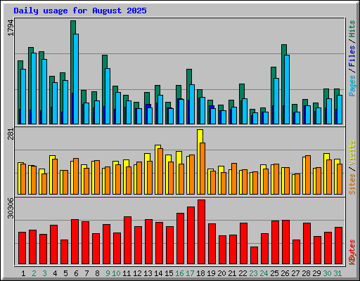 Daily usage for August 2025